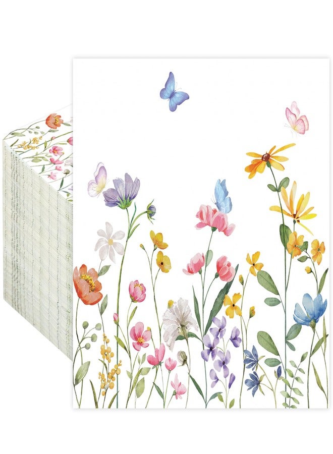 peony man 100 PCS Wildflower Cocktail Napkins Disposable Spring Floral Party Napkins 3-Ply Spring Flower Butterfly Paper Napkin for Wedding Bridal Baby Shower Birthday Tea Party Supplies - Image 1